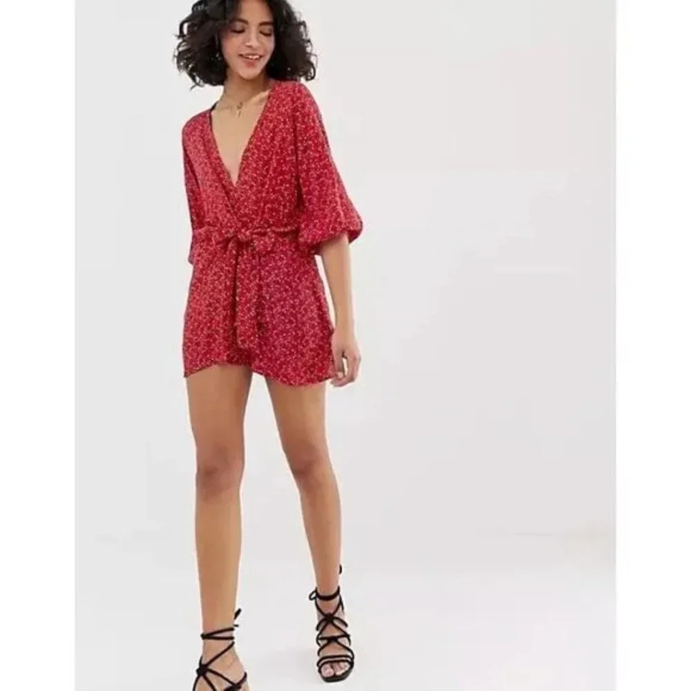 Free People Clara Floral Tunic Dress Red Small - Picture 1 of 16